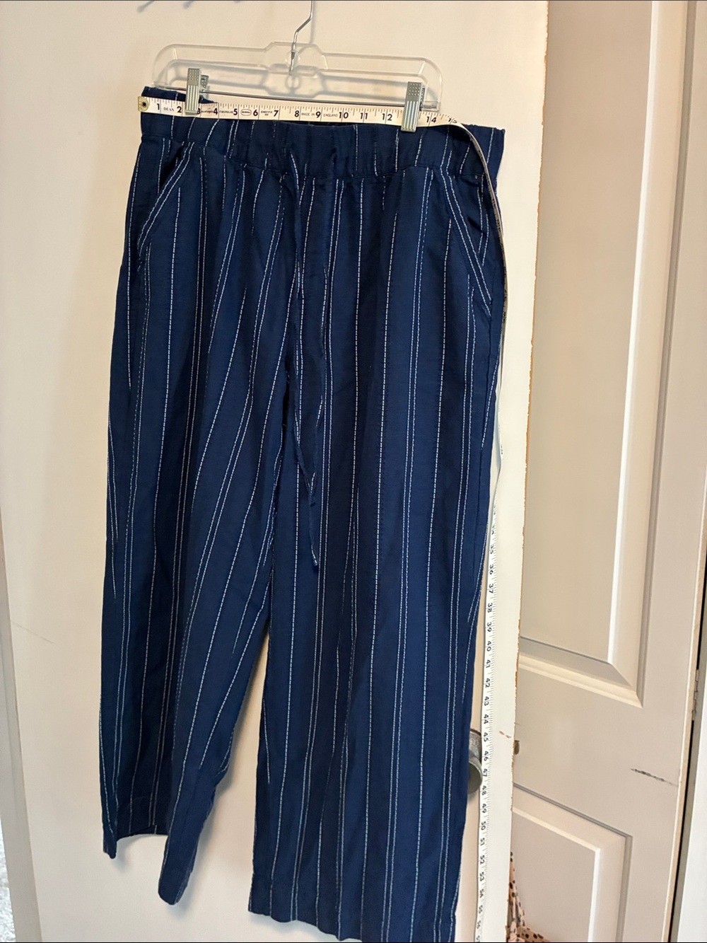 Lane Bryant Navy Blue Pinstripe Wide Leg Pants